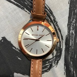 Authentic Michael Kors Leather/Stainless Watch